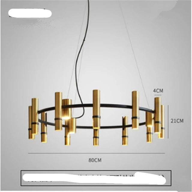 Lámpara de araña design con puntos de tubo de oro