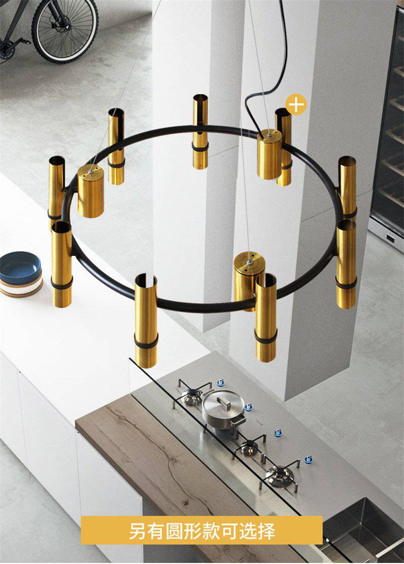 Lámpara de araña design con puntos de tubo de oro