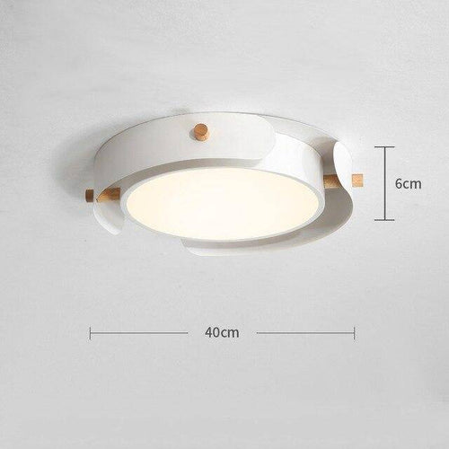 Plafonnier rond LED en métal et barres en bois Study