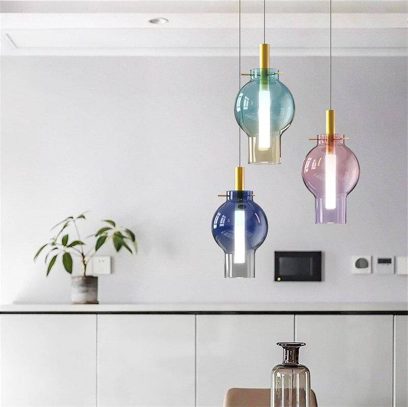 pendant light LED colored glass ball design