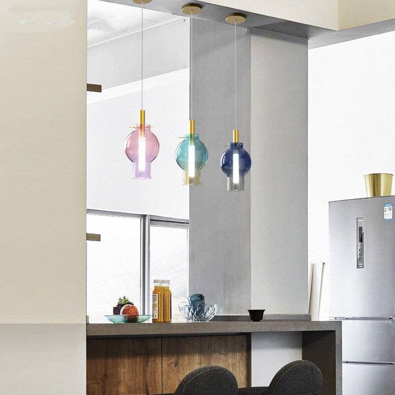 pendant light LED colored glass ball design