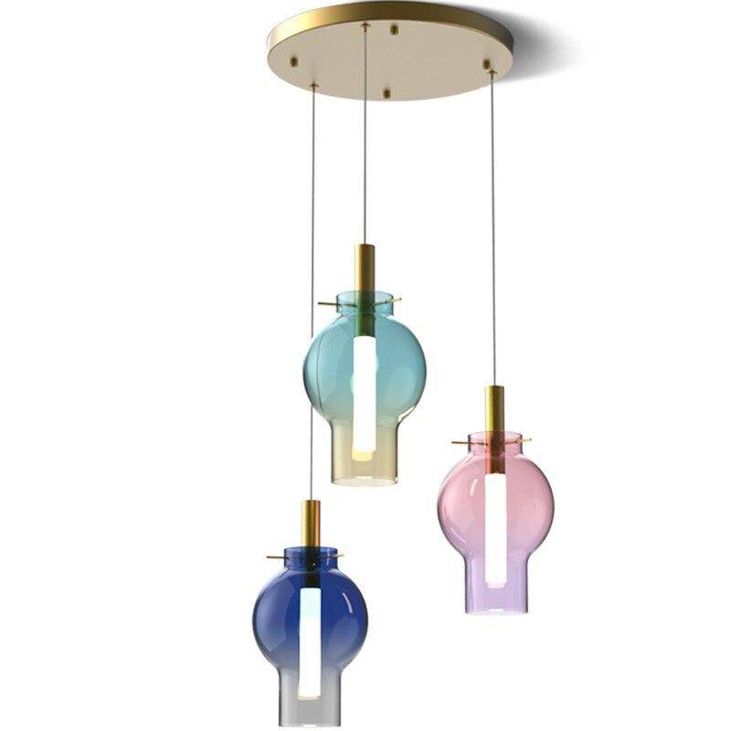 Suspension design boule en verre coloré à LED - vue 6 sur 10