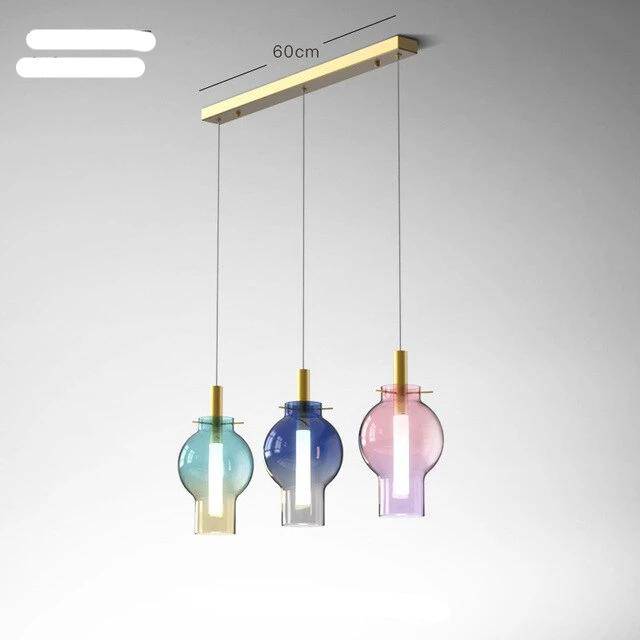 Suspension design boule en verre coloré à LED - vue 7 sur 10