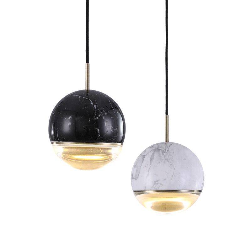 Suspension design LED boule style marbre coloré Art