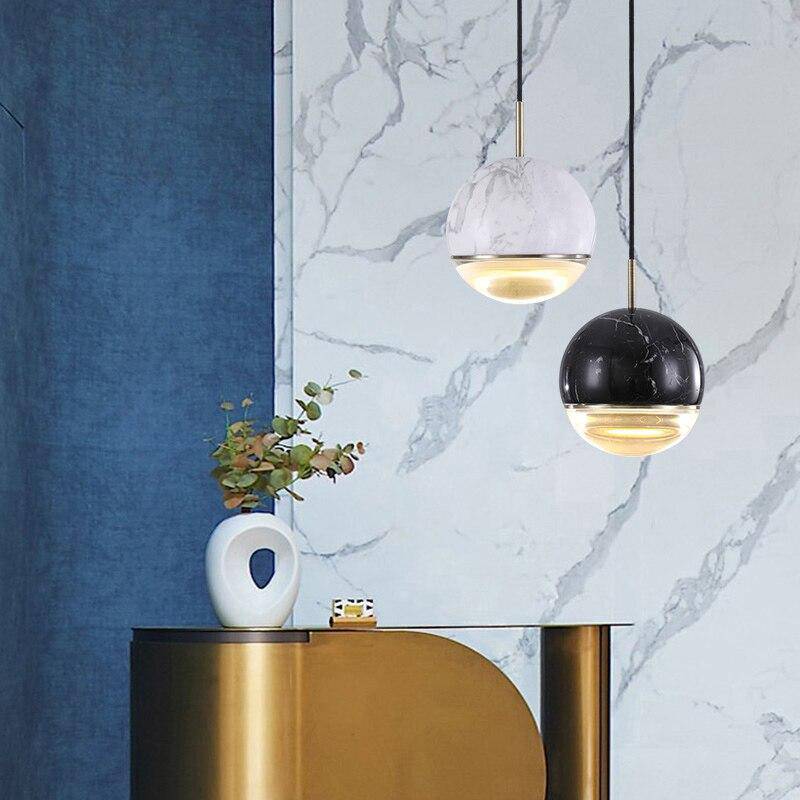 Suspension design LED boule style marbre coloré Art - vue 7 sur 10