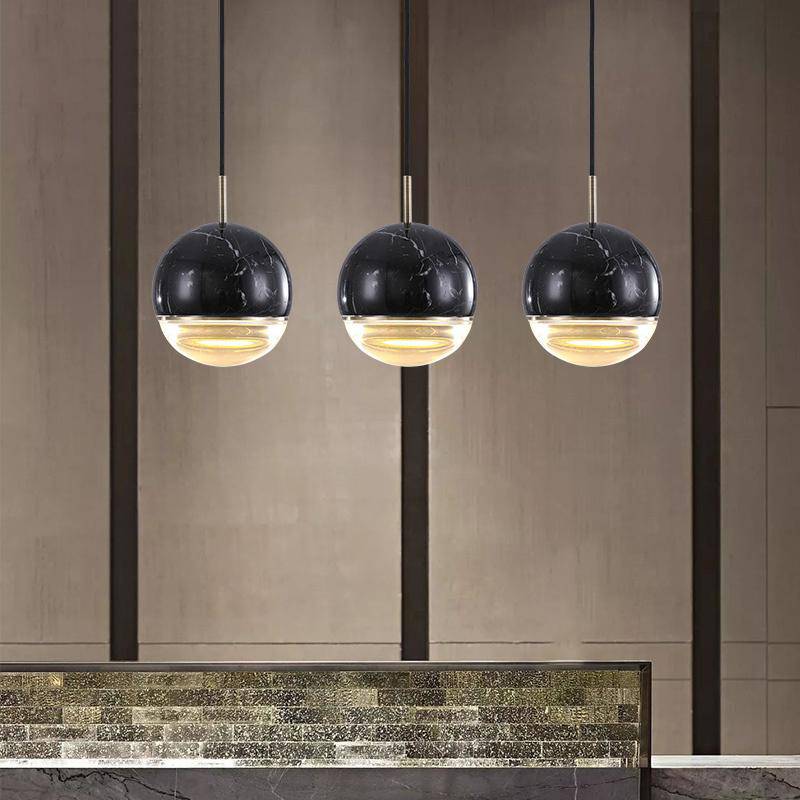 Suspension design LED boule style marbre coloré Art