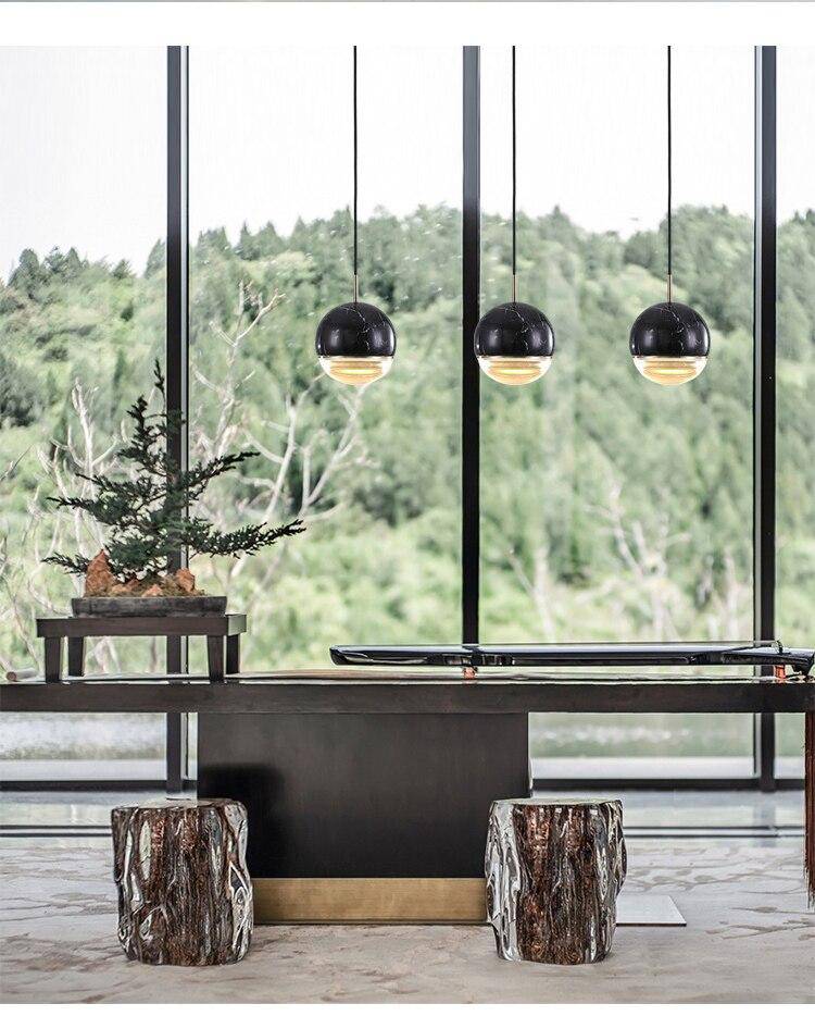 Suspension design LED boule style marbre coloré Art - vue 9 sur 10