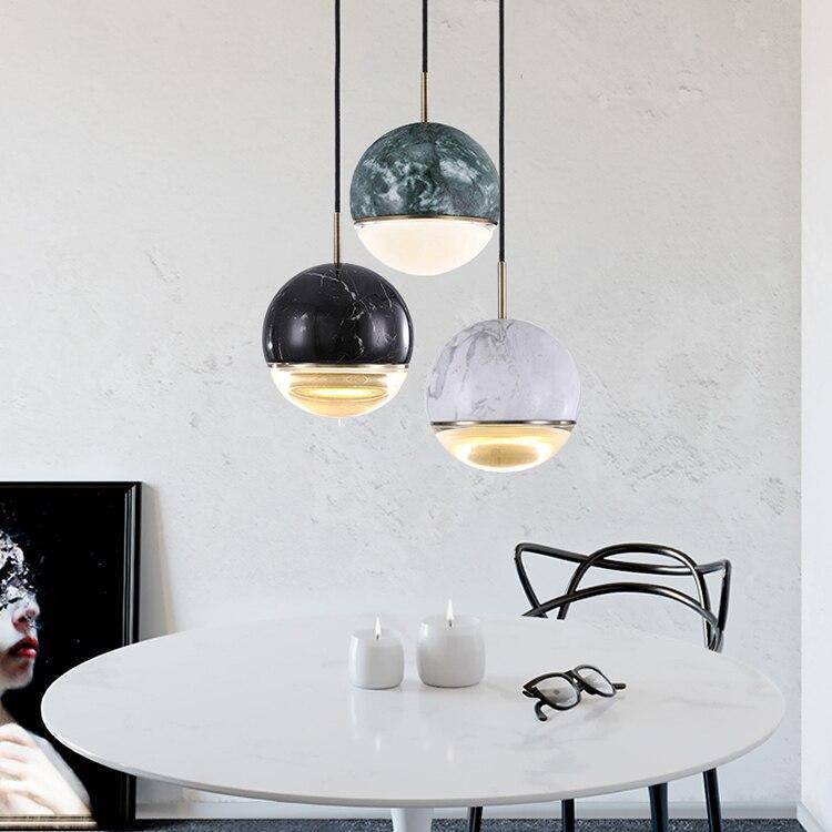 pendant light design LED ball style marble colored Art