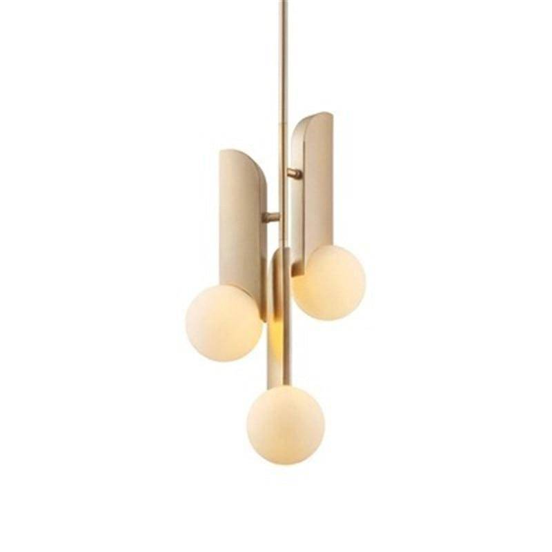 Suspension design à LED doré avec boules Brass - vue 3 sur 7