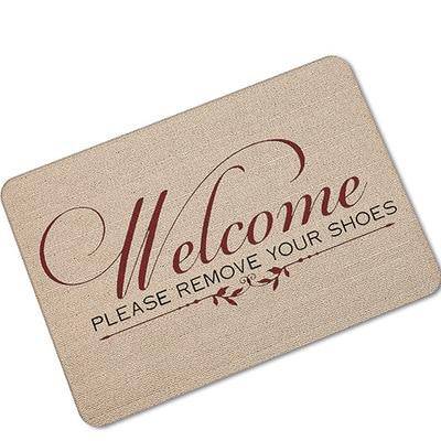 Welcome please" rectangle doormat
