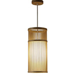 Suspension LED cage cylindrique en bambou Handicraft