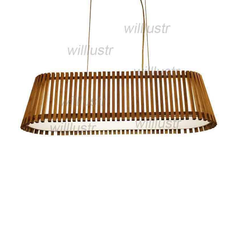 Lámpara de LED larga con barras de bambú