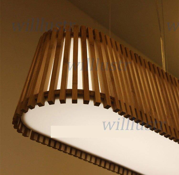 Long LED chandelier with bamboo bars