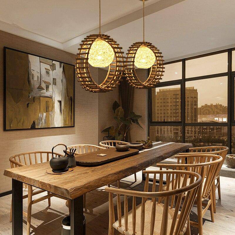 pendant light Nordic bamboo track ball