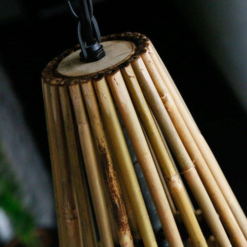Lámpara de suspensión cono de bambú Asia