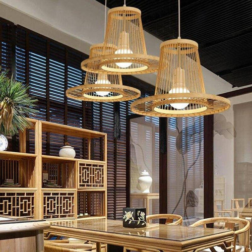 pendant light Geometric B bamboo cage