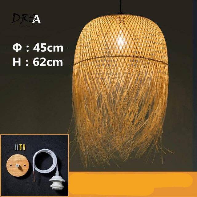 pendant light round woven bamboo Japanese