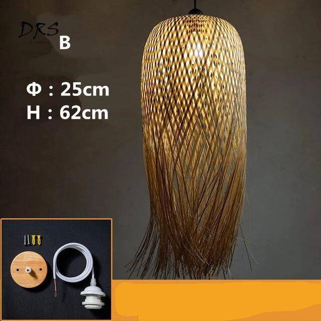 pendant light round woven bamboo Japanese