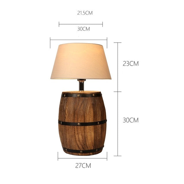 Vintage barrel-shaped bedside lamp Rope