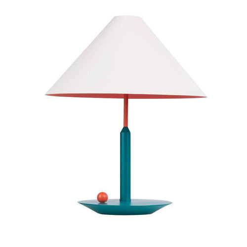 Lampe à poser moderne LED avec abat-jour conique blanc