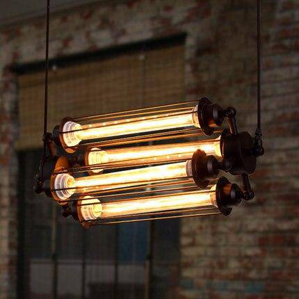 Suspension industrielle LED avec ampoule et abat-jour métal rétro