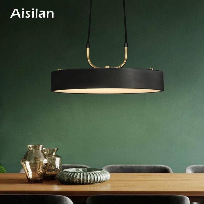 pendant light LED disc design with thick black metal edges