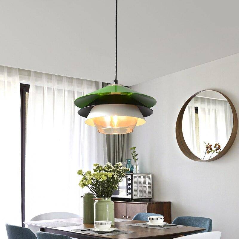 Suspension moderne LED avec abat-jour aluminium coloré Creative
