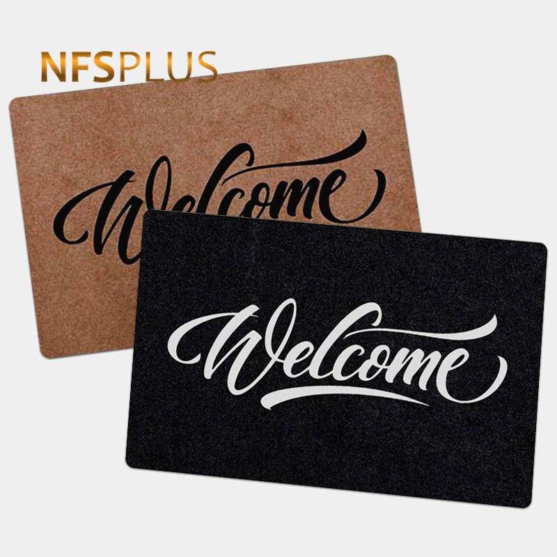 Rectangular welcome mat in polyester fibre