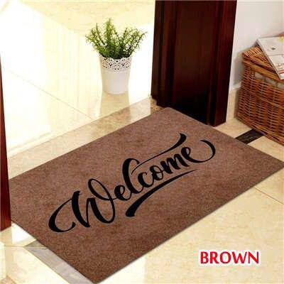 Rectangular welcome mat in polyester fibre