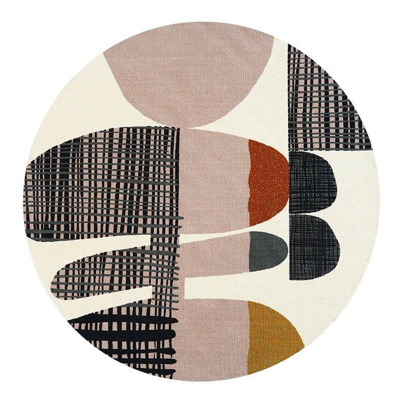 Tapis design rond aux motifs arrondis colorés floor - vue 4 sur 4