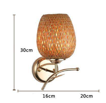 wall lamp in bamboo and gold plated Asian stand