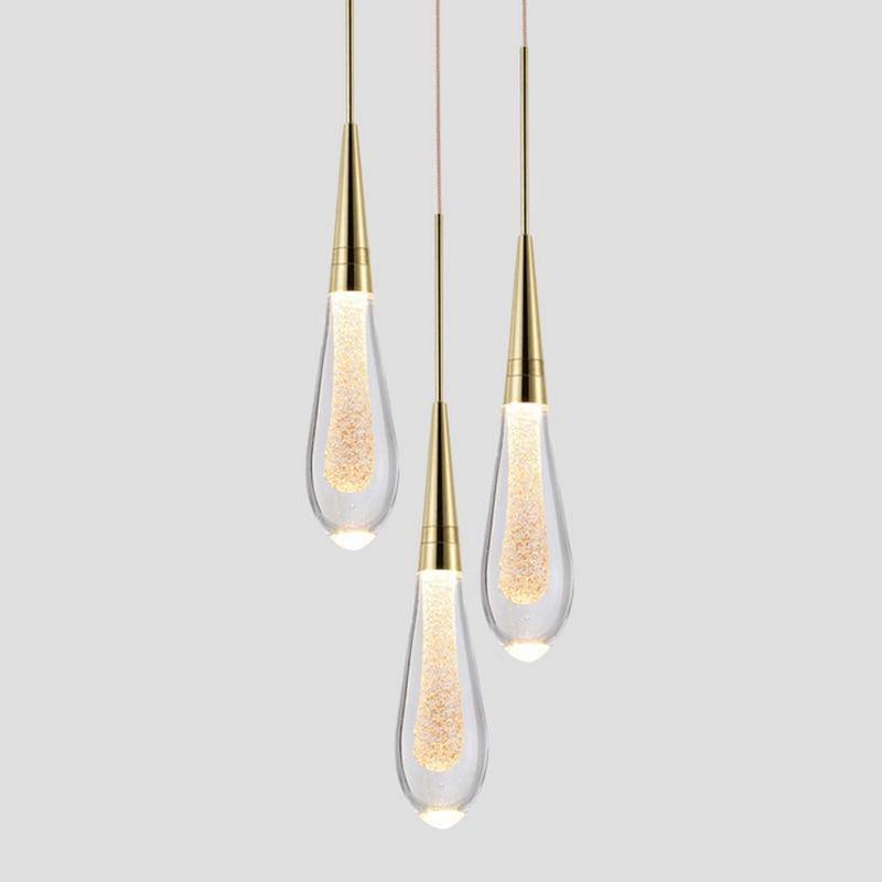 Suspension design LED dorée en verre cristal Luxury - vue 5 sur 6