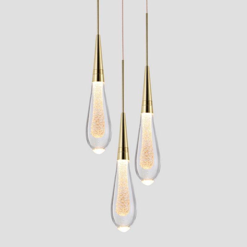 pendant light Luxury LED gold crystal glass design