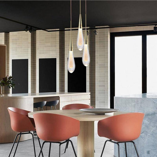 Suspension design LED dorée en verre cristal Luxury - vue 4 sur 6