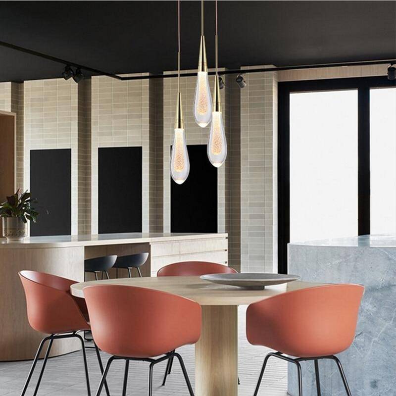 Suspension design LED dorée en verre cristal Luxury - vue 3 sur 6