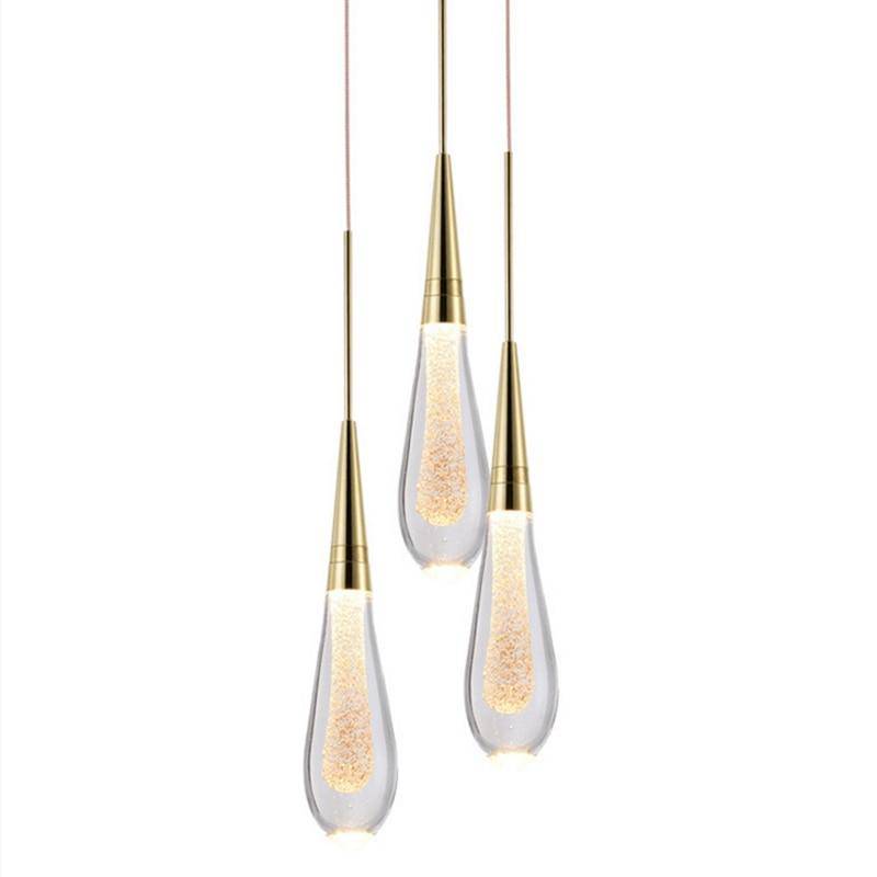 Suspension design LED dorée en verre cristal Luxury - vue 4 sur 6