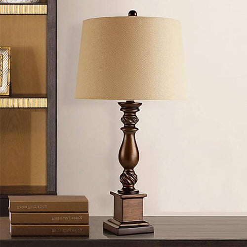 Table lamp in resin and lampshade in American fabric