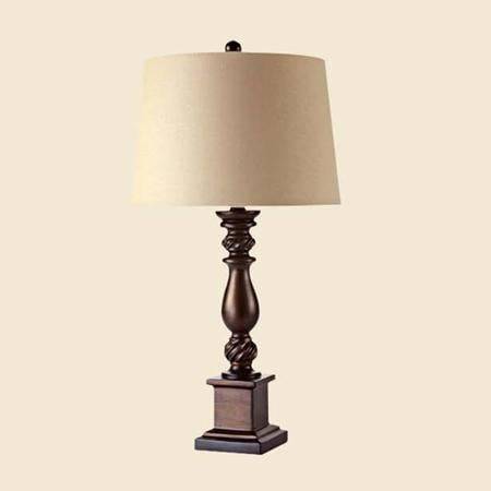 Table lamp in resin and lampshade in American fabric