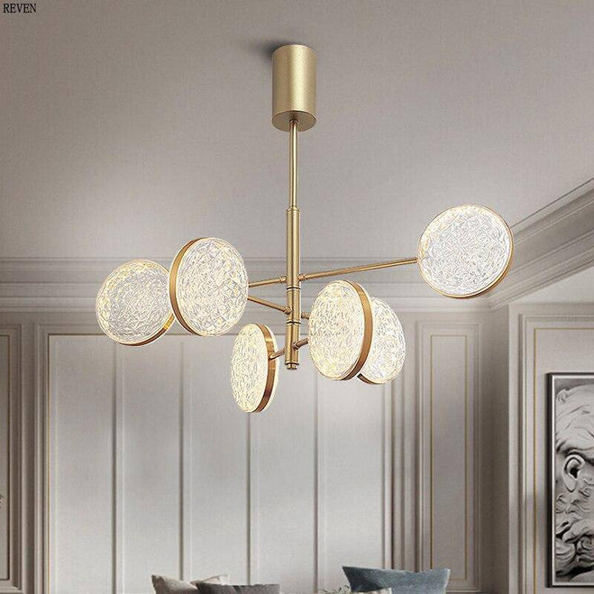 Lustre design doré à branches et lampes Luxury