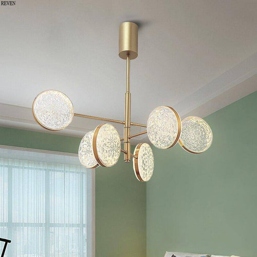 Lustre design doré à branches et lampes Luxury - vue 3 sur 5