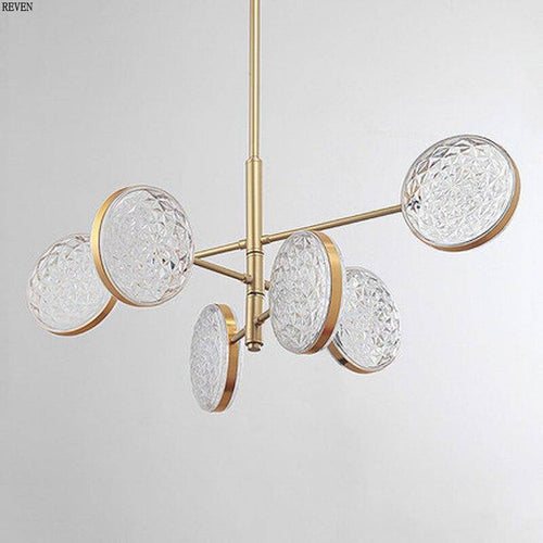 Lustre design doré à branches et lampes Luxury - vue 4 sur 5