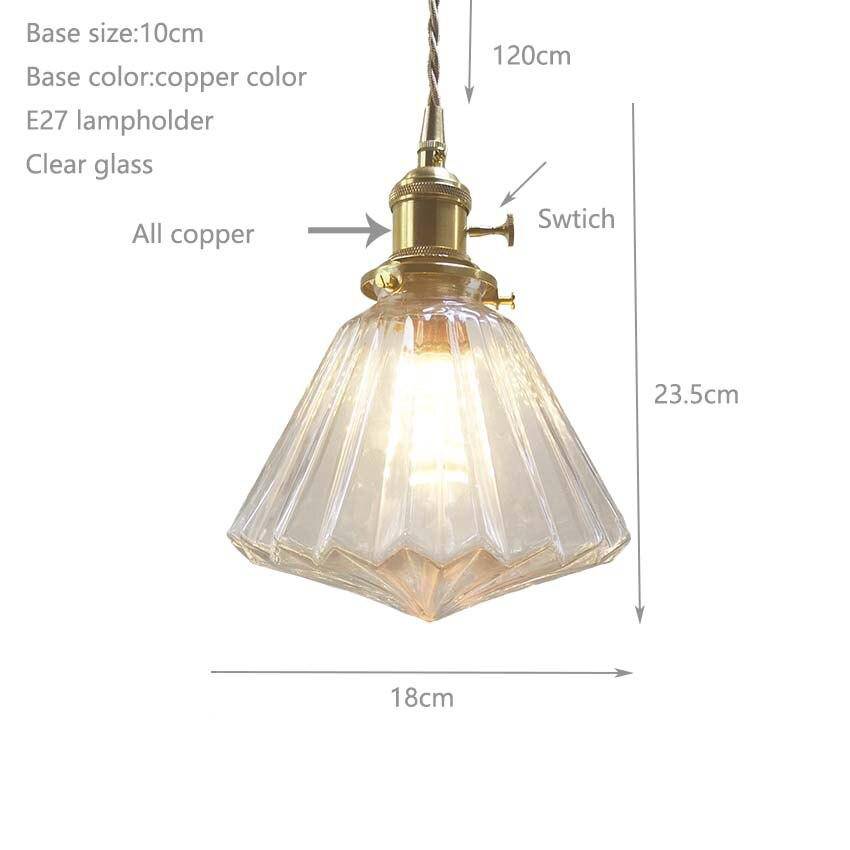 Suspension vintage en verre et support doré Brass - vue 5 sur 4