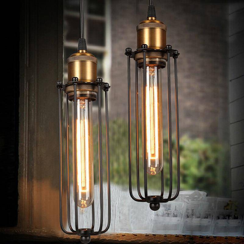 Suspension industriel LED en métal avec cage style rétro - vue 4 sur 8