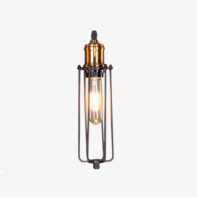 Suspension industriel LED en métal avec cage style rétro