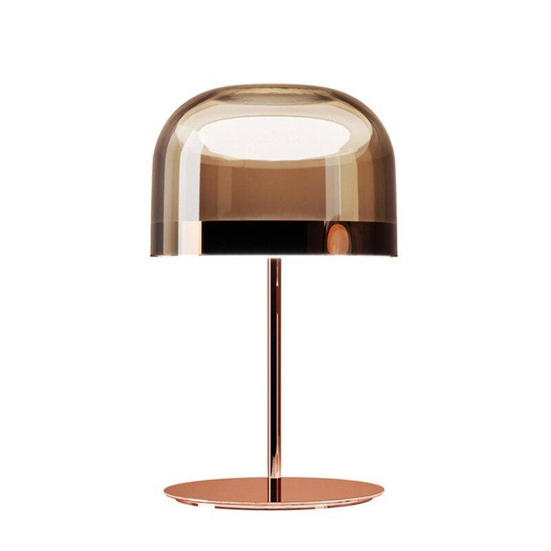 Metal LED design table lamp with lampshade in Mushroom style glass