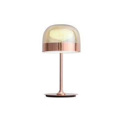 Metal LED design table lamp with lampshade in Mushroom style glass