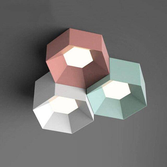 Design ceiling lamp with geometric LED in Art colour