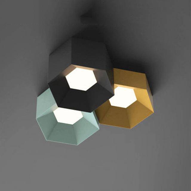 Design ceiling lamp with geometric LED in Art colour