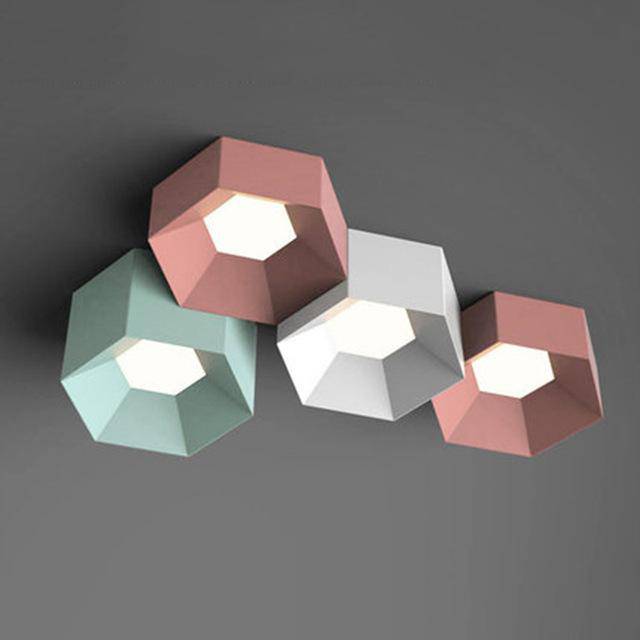 Design ceiling lamp with geometric LED in Art colour