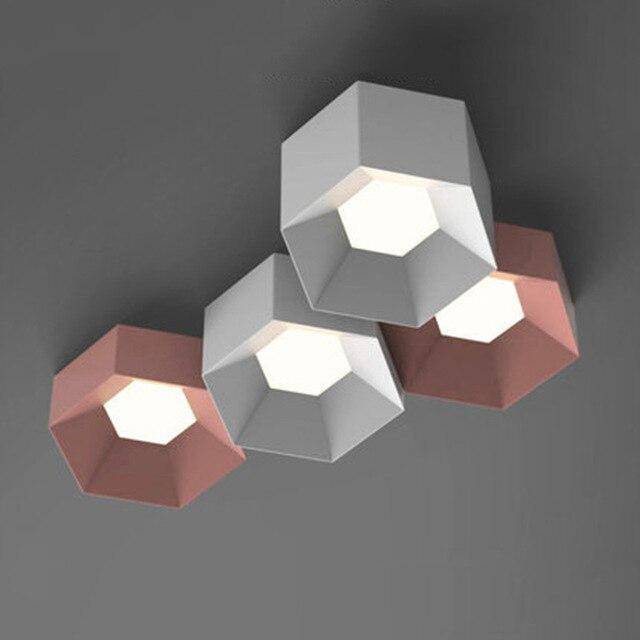 Design ceiling lamp with geometric LED in Art colour